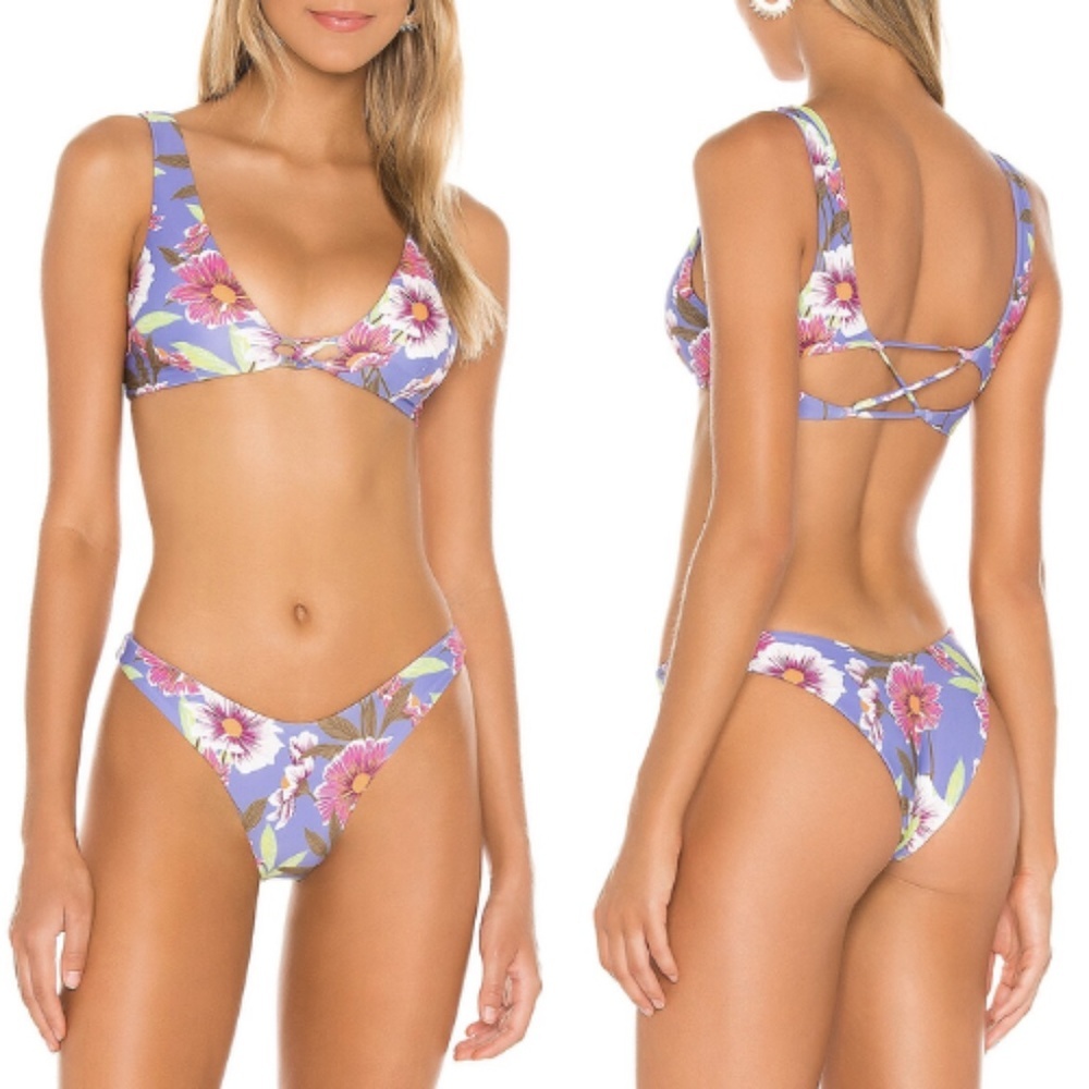 NWT L*Space Playa Top & Cabana Bitsy Bottoms 2 Pc. Bikini Set in Lost in…